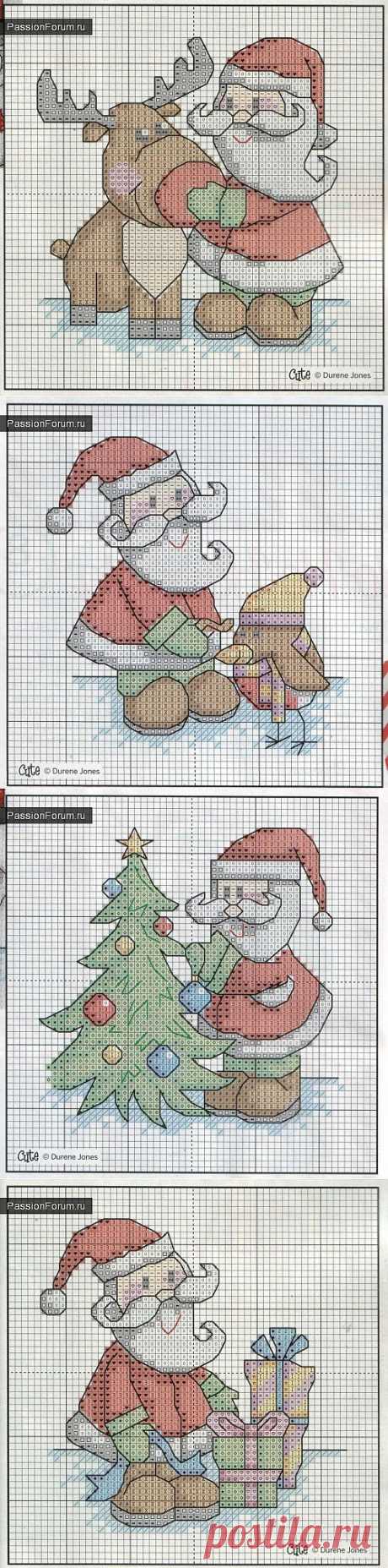 Схемы вышивки крестом новогодних открыток / Новогодний декор / PassionForum - мастер-классы по рукоделию