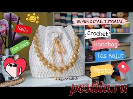 Crochet Handbag Alpine Stitch / Tas Rajut Kondangan / BACHRRUR' PROJECT #51