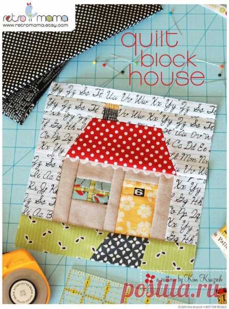 Home Sweet Home! Make this cute and versatile house quilt block—it looks adorable on its own as a wall hanging, on a bag or pillow, or you can make several houses into a full quilt or curtain border…