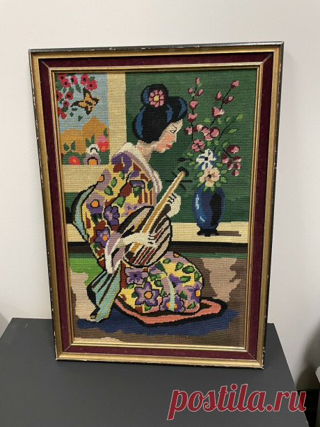 Винтажная гейша девушка вышивка настенное искусство 20x29” | eBay