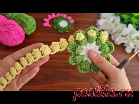 3D🌷💯Crochet Flower💯🌸 Very easy crochet flower coaster making for beginners. #crochet #flowers