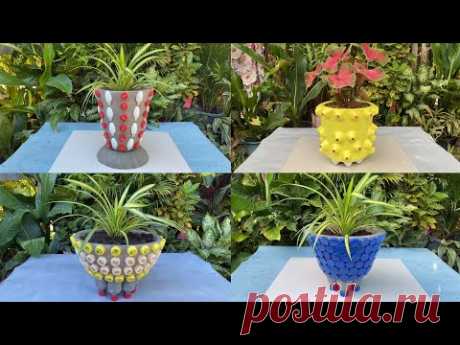 The 4 beautiful flower craft pots design for gardening from cloth - Cement craft ideas