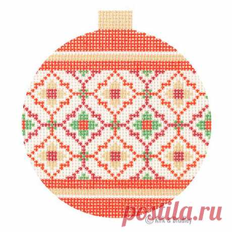 NTG KB092 - Verona Bauble - Milano Introducing Kirk &amp; Bradley's line of stitch printed canvases. This canvas was printed using state of the art printing technology. Verona Bauble - MilanoStyle: NTG 092Size: 4" RoundMesh: 18