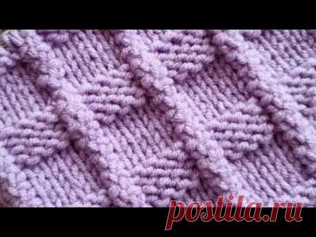Вяжем геометрический узор спицами🧶❤️ knitting pattern.