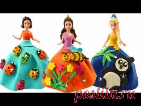 Play Doh Disney Princess Sparkle Animal Dress For Disney Princess Frozen Elsa & Aurora, Belle