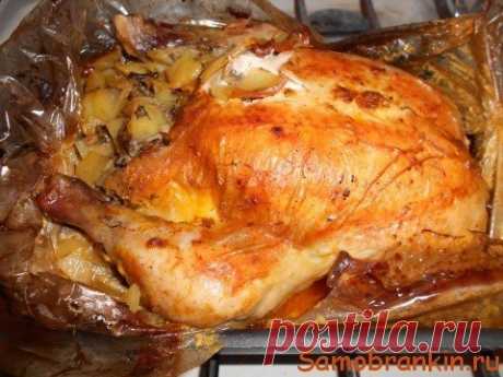 Фаршированная курица запеченная в «рукаве». | Кулинарные Рецепты