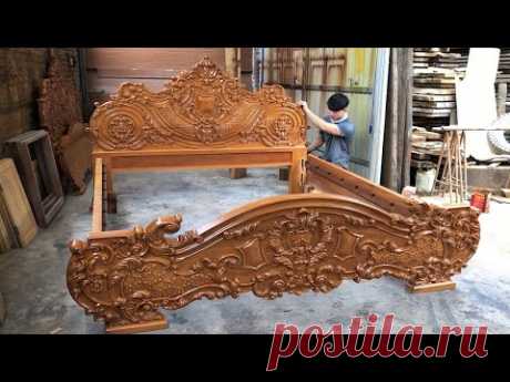 Latest Design Princess Bed With Monolithic Hardwood || Extremely Wonderful Carved WoodWorking Art