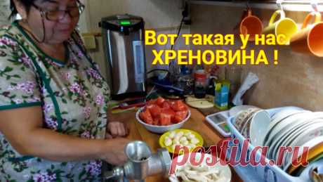 Живём в деревне, готовлю Хреновина на зиму. Огонёк - Любимая острая закуска. Дегустация, вкусный ужин | Два БОБРА | Дзен