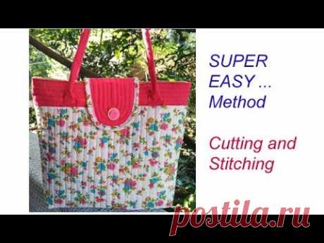 (2316) 10 मिनट cutting stitching of handmade handbag /shopping bag /shoulder bag - YouTube