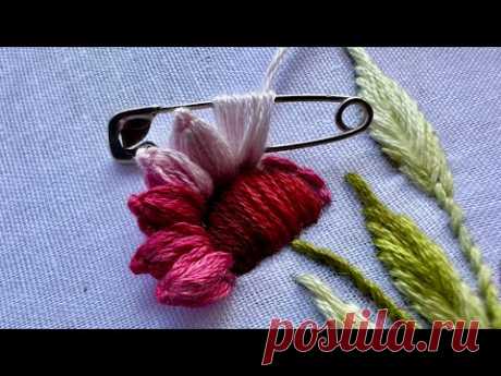 Stunning 3D flower hand embroidery design|how to  start handembroidery design|latest kadhai design