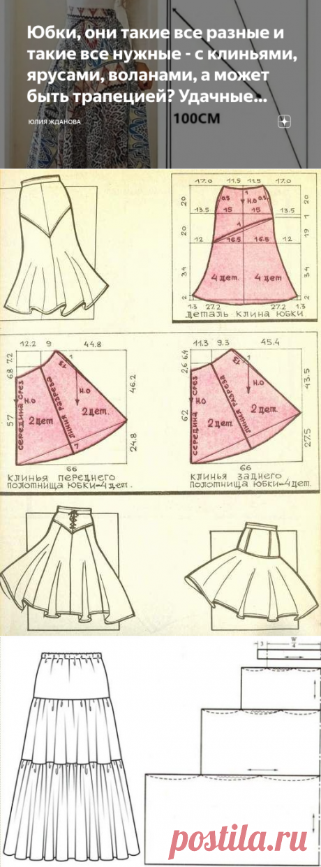 Юбки, они такие все разные и такие все нужные - с клиньями, ярусами, воланами, а может быть трапецией? Удачные шаблоны выкроек.