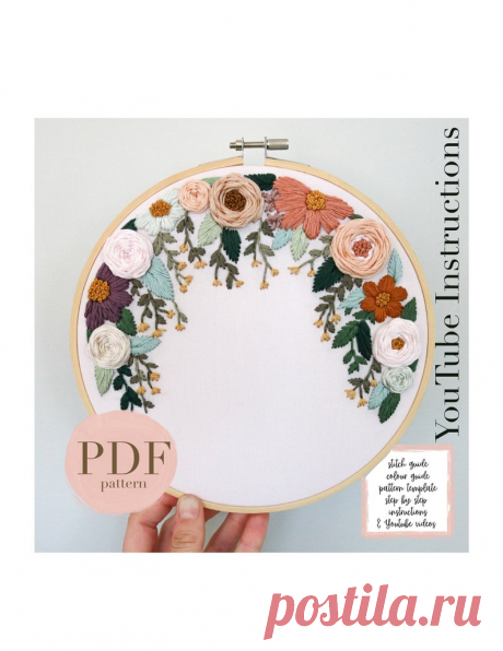 PDF 8 Floral Wreath Embroidery Pattern Hoop Art DIY | Etsy Moldova