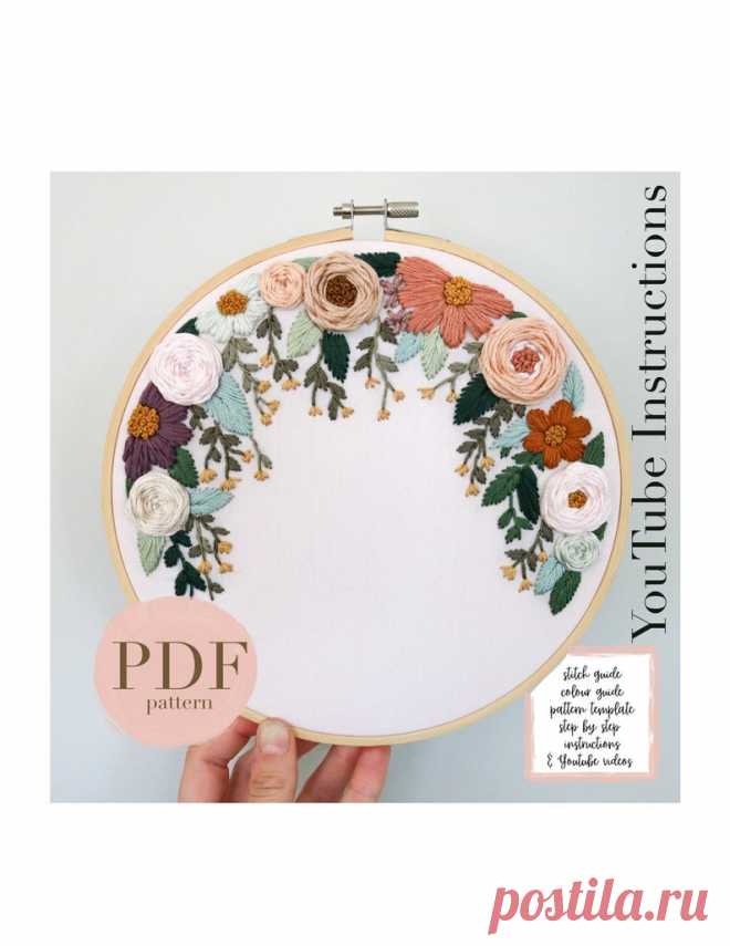 PDF 8 Floral Wreath Embroidery Pattern Hoop Art DIY | Etsy Moldova