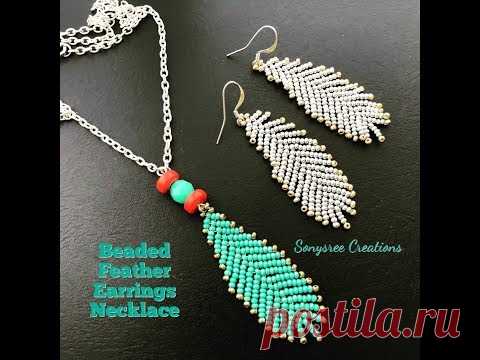 How to make Beaded Feather Earrings or Pendant 💞...Boho Style Earrings