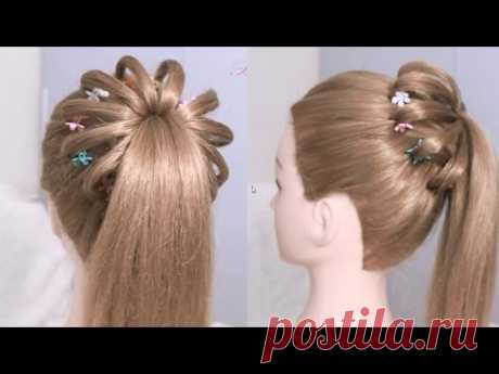 High ponytail hairstyle for long hair / Braided Ponytail Tutorial