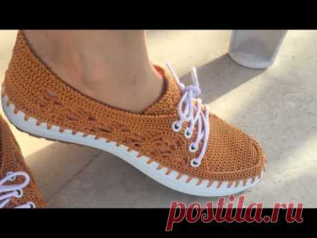 Şık ve Zarif Yazlık Dantel modelli  Ayakkabı Yapımı 1 Bölüm # örgü ayakkabı yapımı # knitting shoes