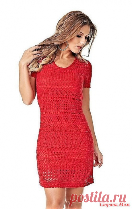 . Платье Passion. Это эффектное мини- платье рубиного цвета связанно несколькими чередующимися ажурными узорами. Размер М Пряжа 3 мотка Cl&#233;a 5 cor 3611 (рубин); Крючок № 1,5 мм;
