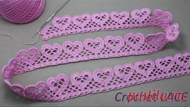 Beautiful and very easy to crochet LACE HEART for beginners PATTERN SCHEME Ленточное кружево крючком