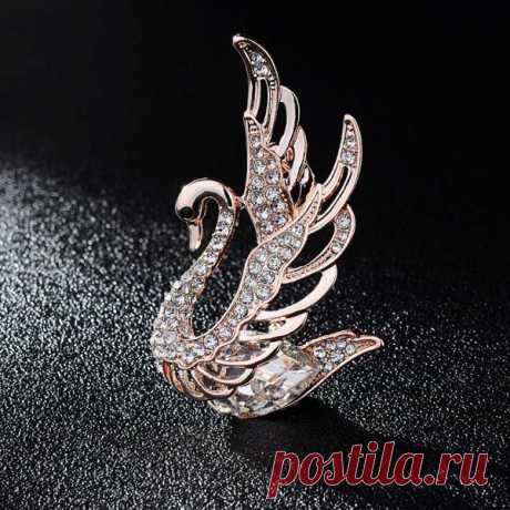 Hot Sale New Lovely Sweet Swan Brooches For Women Fine Crystal Rhinestone Rose Gold-color Brooch Fashion Party Jewelry Gift - Online Shopping for blouse,bra,hairpin,skirt,the brooch,women bags