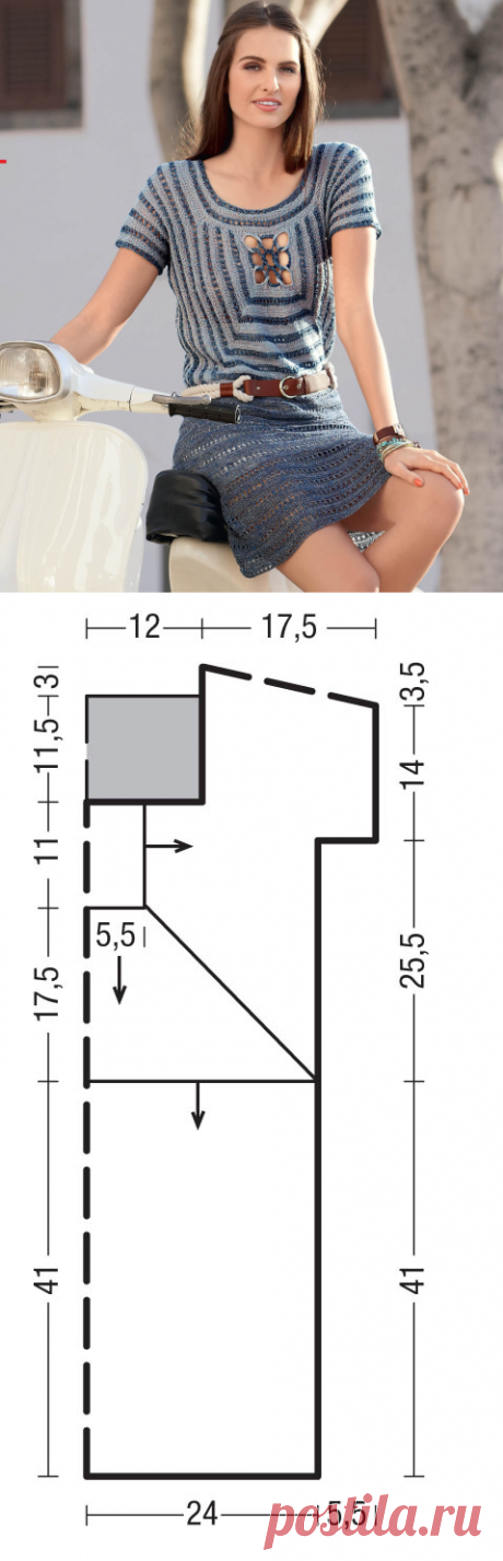 Платье с ажурным квадратом - схема вязания спицами. Вяжем Юбки на Verena.ru