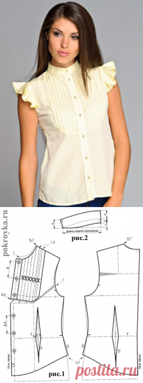 Выкройка блузки со вставкой-пластроном | | pokroyka.ru-уроки кроя и шитья