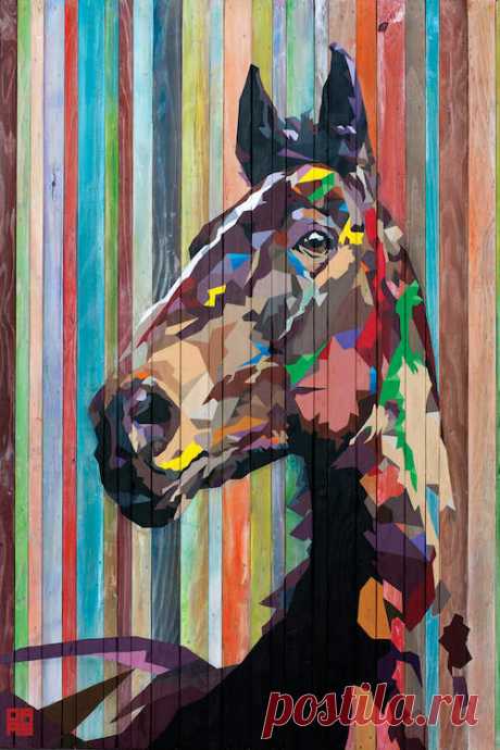 Geo Horse Canvas Art by DAAS | iCanvas