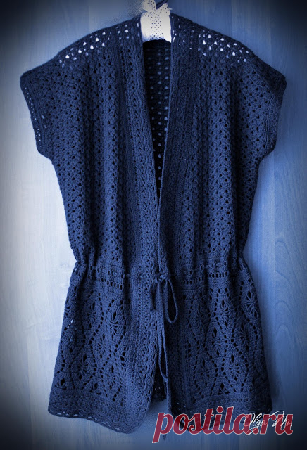 Удлинённый ажурный жилет крючком. Схемы узоров. / knittingideas.ru