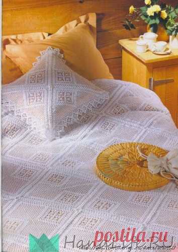 Вязанное покрывало и подушка / Вязание