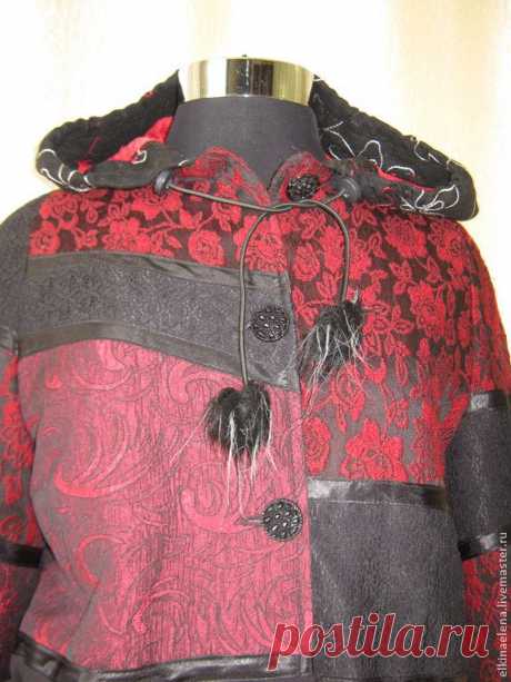 Пэчворк - куртка на осень ручной работы. - красно-черный,черно-красный
