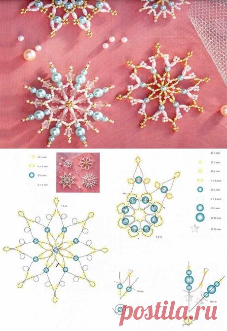 Схемы плетения из бисера снежинок Пошаговые мастер-классы по шитью своими руками, вязанию, рукоделию, декорированию, швейные мастер-классы для начинающих, фото и видеоуроки.