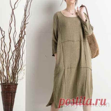 Olive linen sundress plus size cotton summer dress maternity clothing