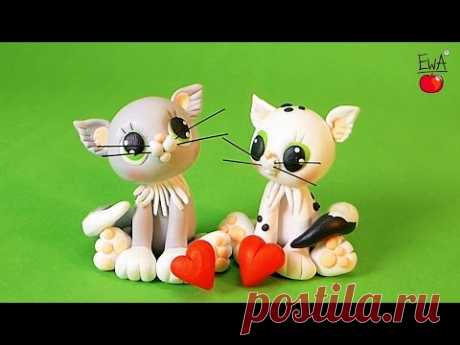 WHITE CAT ♡ KOT- polymer clay tutorial - Valentine's Special