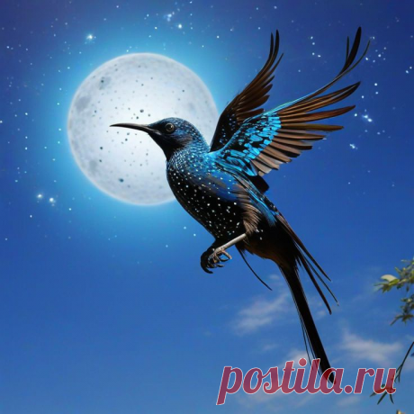 Птица на фоне луны