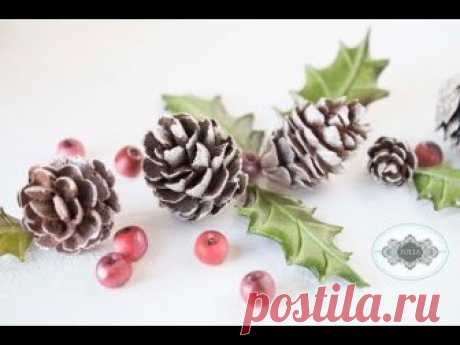 Royal Icing and Fondant Pine Cones, Holly Leaves, and Berries: A Companion Video