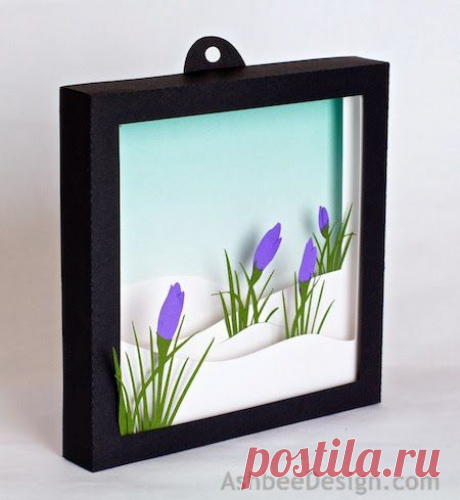 Ashbee Design Silhouette Projects: 3D Crocus in Snow Shadow Box