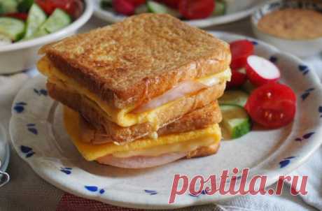 Сэндвич с омлетом сыром и бужениной пошаговый фото рецепт - Retsept.net