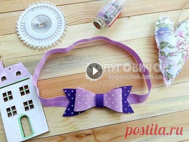 Бантик из фетра в горошек для повязки на голову/ DIY feltbow Как сделать бантик из фетра своими руками. Мастеркласс по изготовлению повязки для волос на резинке с бантиком из фетра в горох....