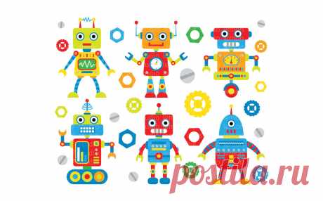 Robot and Friends-Digital Clipart (LES.CL37A) By Lemon Elf Studio | TheHungryJPEG.com