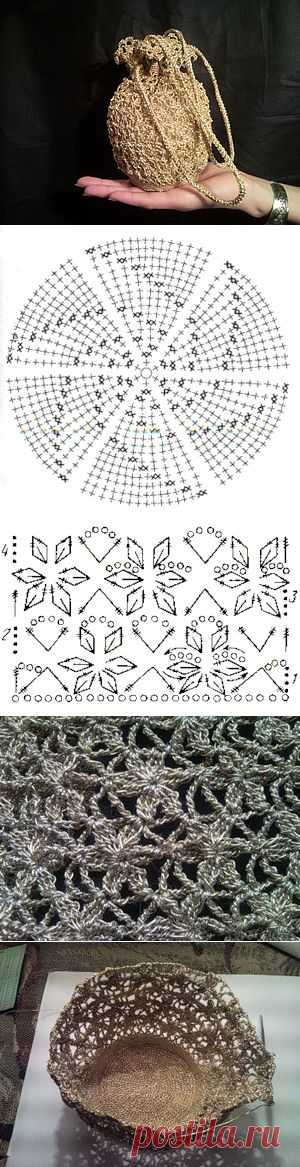 Мастер-класс по вязанию крючком кружевной сумочки из золотого люрекса - Ярмарка Мастеров - ручная работа, handmade