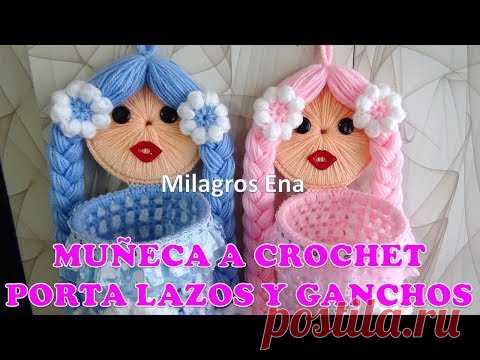 Como hacer un Porta Lazos o porta ganchos tejido a crochet -  MANUALIDADES CON LANA