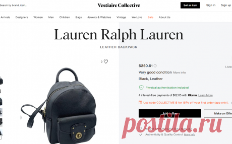 Leather backpack Lauren Ralph Lauren Black in Leather - 43231459