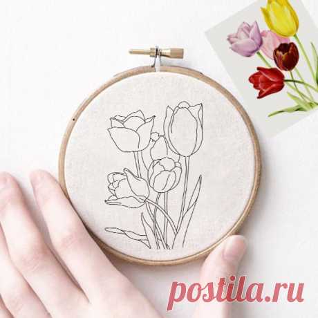 Hand Embroidery PDF Pattern Tulip Bouquet Digital Download. | Etsy Moldova