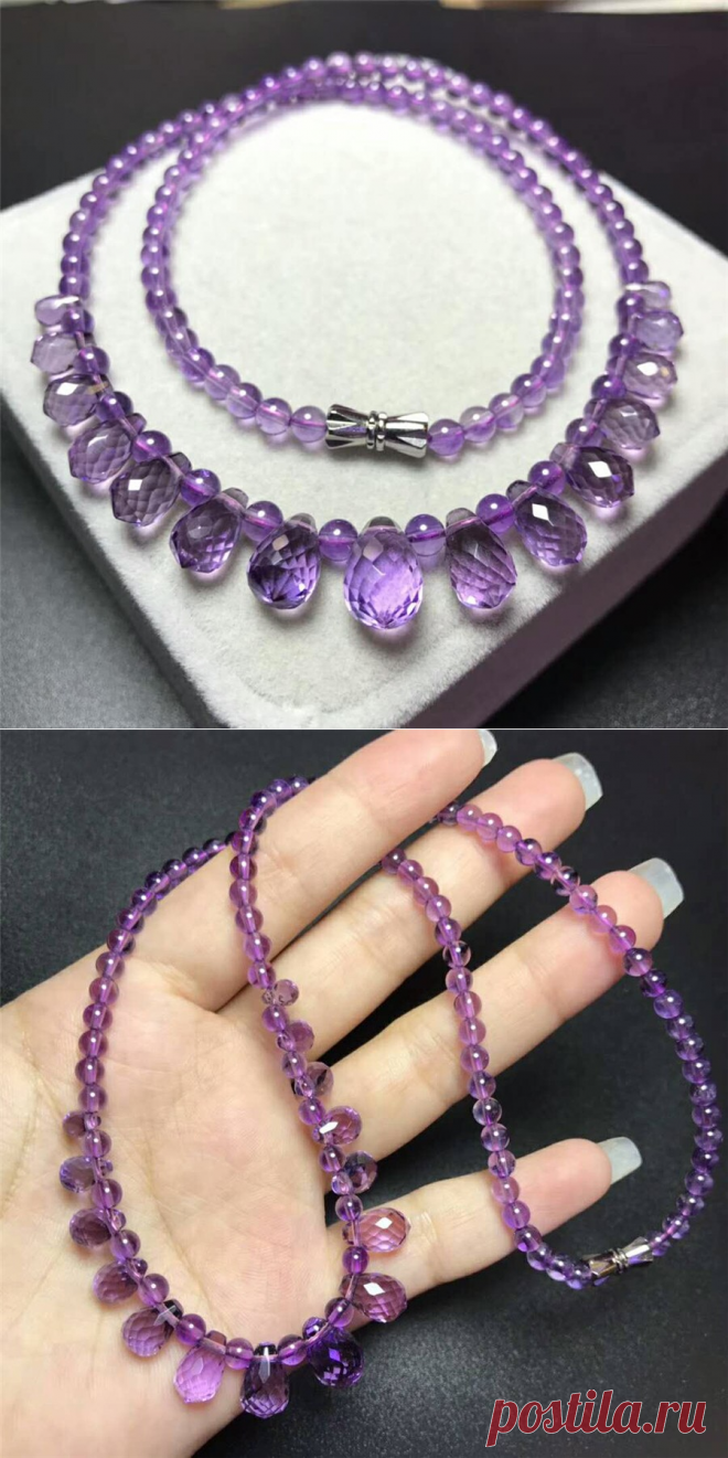 Ожерелье из натурального фиолетового аметиста в форме капли воды, ограненные бусины 5-10 мм, цепочка из драгоценных камней, ожерелье AAAAAA - купить по выгодной цене | AliExpress