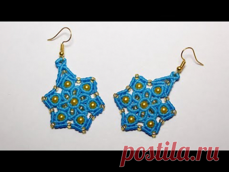 СЕРЬГИ МАКРАМЕ НОВОГОДНИЕ. MACRAME NEW YEAR'S EARRINGS.