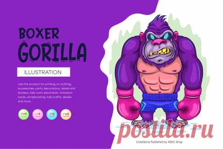 Cartoon Gorilla Boxer.
Colorful vector drawing of an angry gorilla in boxing gloves. Unique design, Children's illustration. Use the product for printing on clothing, accessories, party decorations, labels and stickers, kids room decoration, invitation cards, scrapbooking, kids crafts, diaries and more.
-------------------------------------------
EPS_10, SVG, JPG, PNG file transparent with a resolution of 300 dpi, 15000 X 15000.