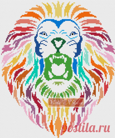 Tribal rainbow lion counted cross stitch kit Tribal rainbow lion counted cross stitch kit with whole stitches only. Kit contains: Cross stitch pattern Fabric - see options available Threads pre-wound on plastic card bobbins Needle Instructions