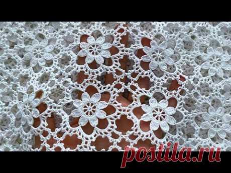 Beautiful Crochet Motif Easy Crochet Pattern for Crochet Tablecloth , Table runner, Blanket