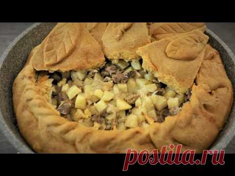 Вкусный и сытный пирог с мясом и картофелем. Татарская национальная выпечка Зур бэлиш #25