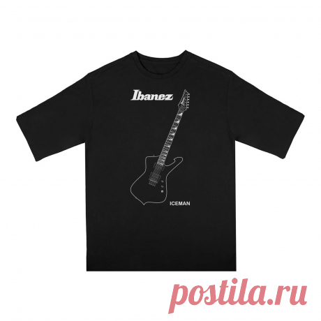 Футболка оверсайз «Ibanez Iceman. Guitar. Гитара. Rock. Рок.» цвет черный - дизайнер принта Kaplio