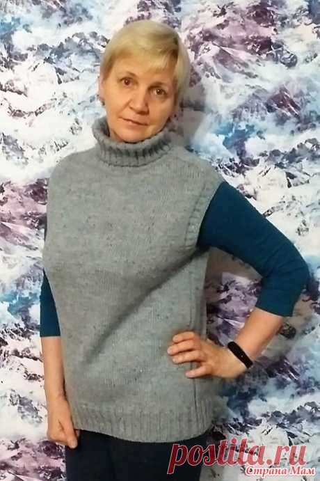 Безрукавка &quot;реглан-погон&quot; или полуреглан. Базовая модель. Спицы. Описание+видео МК. От автора Модель очень простая, это реглан-погон или полуреглан. Вяжется сверху вниз без швов. По бокам есть их имитация. А другие подробности вязания в описании.